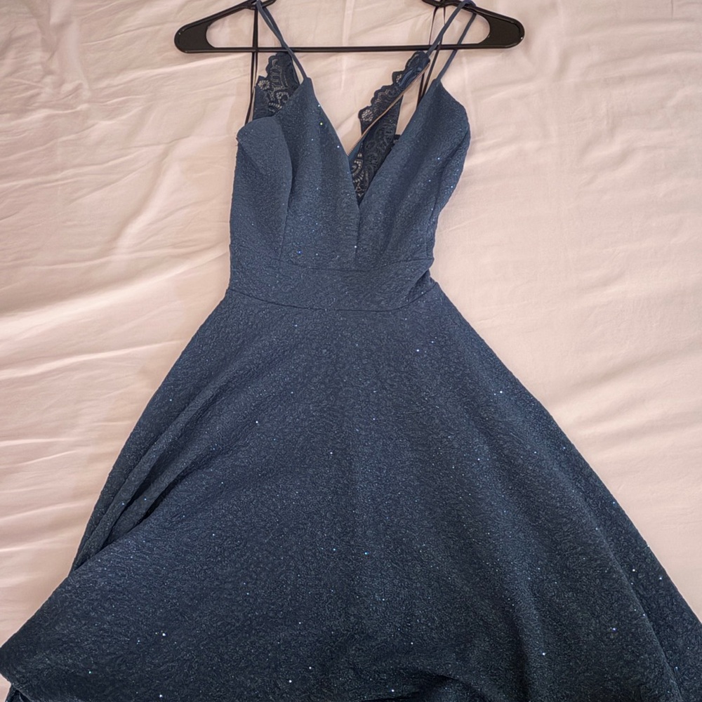 Windsor Blue Sparkle Crossover Dress